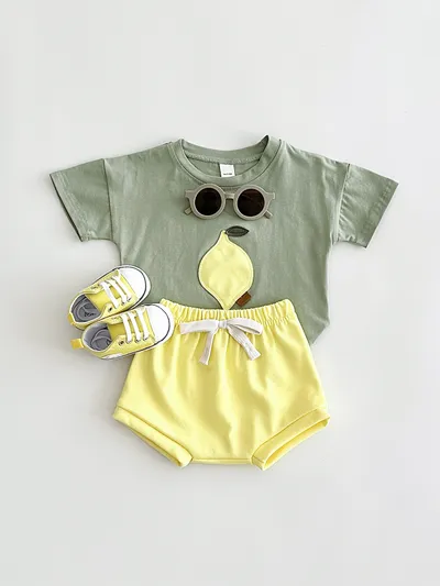 Baby Lemon Patch Short Sleeve Suit