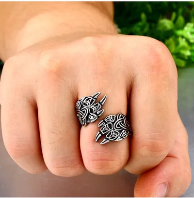 Asgard Crafted Handcrafted Stainless Steel Adjustable Bear Paw Ring