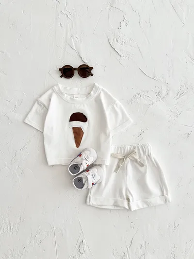 Baby Ice Cream Patch Short Sleeve Suit