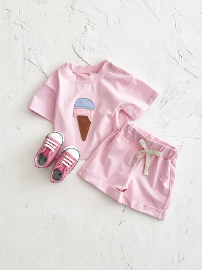 Baby Ice Cream Patch Short Sleeve Suit