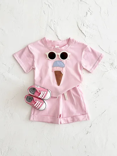 Baby Ice Cream Patch Short Sleeve Suit