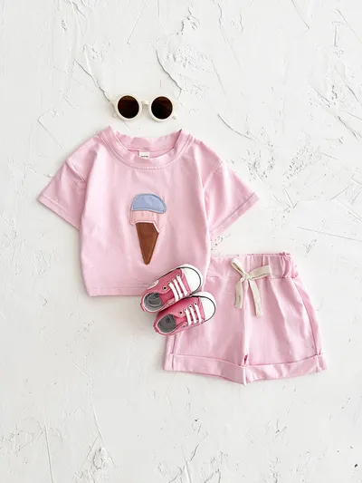Baby Ice Cream Patch Short Sleeve Suit