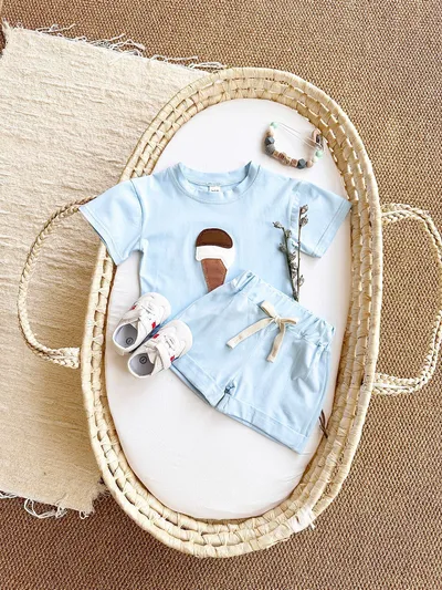 Baby Ice Cream Patch Short Sleeve Suit