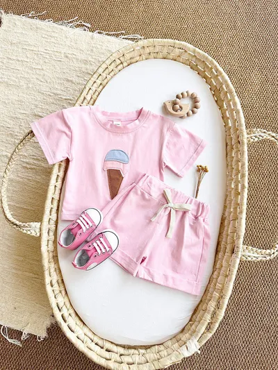 Baby Ice Cream Patch Short Sleeve Suit