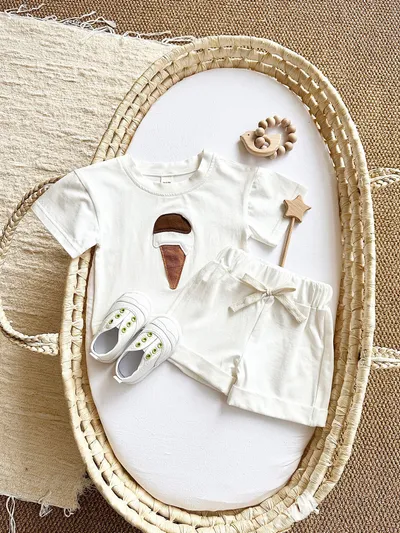 Baby Ice Cream Patch Short Sleeve Suit