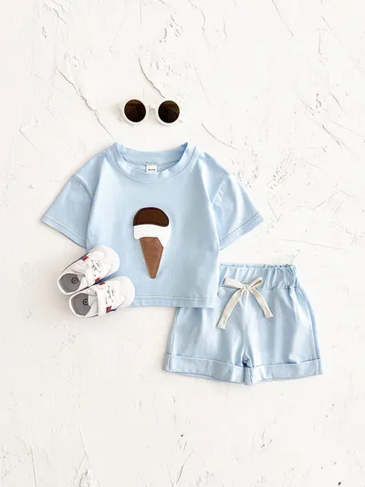 Baby Ice Cream Patch Short Sleeve Suit