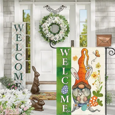 Easter Garden Banner Double-sided Digital Printing Linen Flag