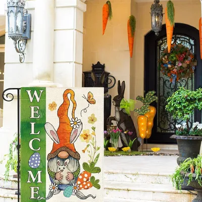 Easter Garden Banner Double-sided Digital Printing Linen Flag