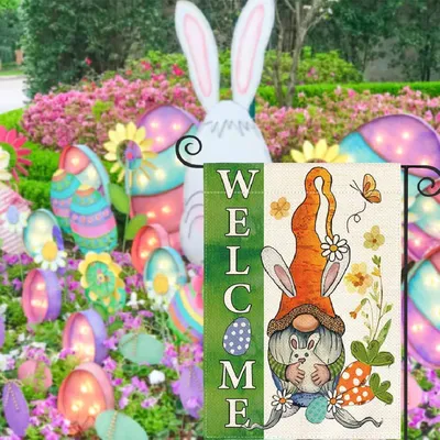 Easter Garden Banner Double-sided Digital Printing Linen Flag