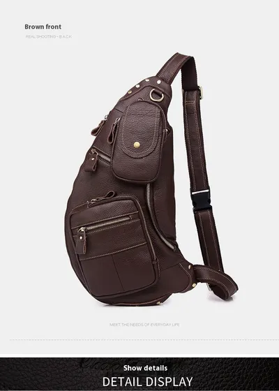Large Capacity Retro Men's Cowhide Messenger Bag