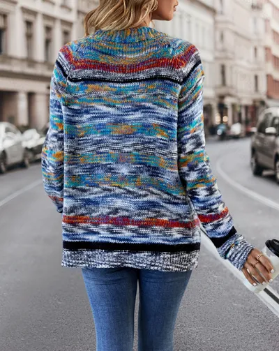 European And American Fashion Casual Women's Multi-color Printed Knitted Sweater
