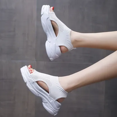 Thick-soled Leg-shaping Knitted Latest Trendy Style Sports Platform Not Tired Feet Comfortable Sandals