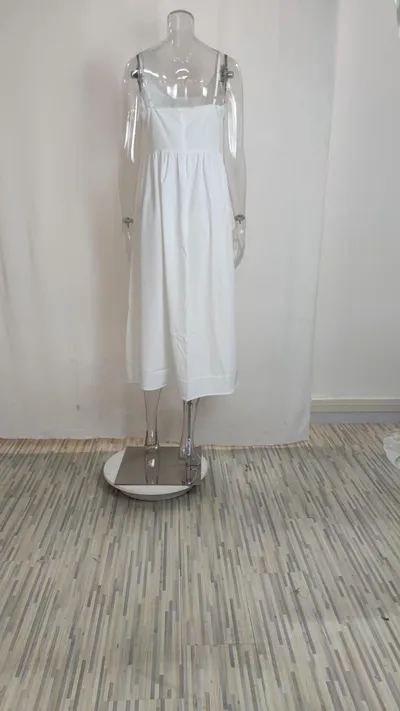 Lady Temperament Commute Low-cut Slim Fit Waist Trimming Spaghetti Straps Dress