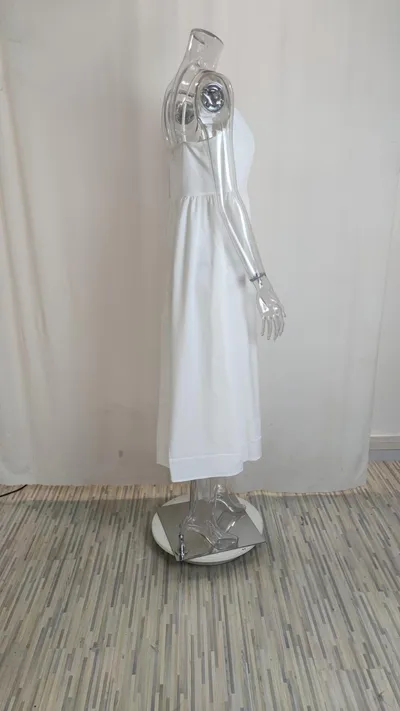 Lady Temperament Commute Low-cut Slim Fit Waist Trimming Spaghetti Straps Dress