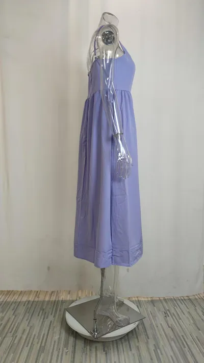 Lady Temperament Commute Low-cut Slim Fit Waist Trimming Spaghetti Straps Dress