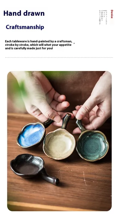 Household Ceramic Plum Hand Soy Sauce With Handle Saucer Dish