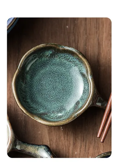 Household Ceramic Plum Hand Soy Sauce With Handle Saucer Dish