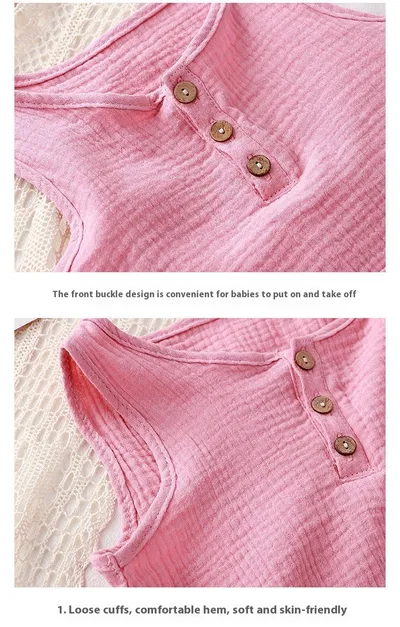 Baby Vest Short Sleeve Rompers New Cotton Double-layer Gauze