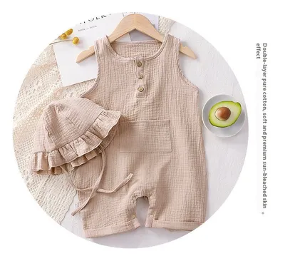 Baby Vest Short Sleeve Rompers New Cotton Double-layer Gauze