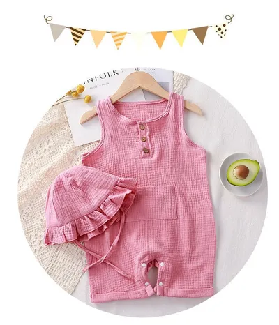 Baby Vest Short Sleeve Rompers New Cotton Double-layer Gauze