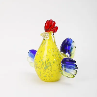 Creative Colorful Glass Rooster Decoration Glass Chicken Desk TV Cabinet Hallway Home Desktop Decorative Crafts