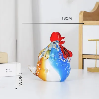 Creative Colorful Glass Rooster Decoration Glass Chicken Desk TV Cabinet Hallway Home Desktop Decorative Crafts