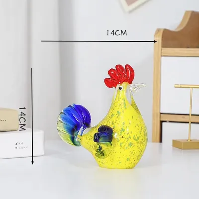 Creative Colorful Glass Rooster Decoration Glass Chicken Desk TV Cabinet Hallway Home Desktop Decorative Crafts