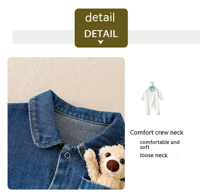 Baby Handsome Denim Jumpsuit Spring Festival Western Style Baby Boy