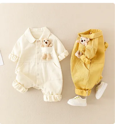 Baby Handsome Denim Jumpsuit Spring Festival Western Style Baby Boy