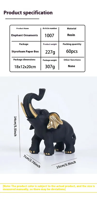 Cross-border Foreign Trade Home Desktop Decorative Resin Crafts Black Elephant Ornaments