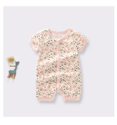Bamboo Fiber Baby Jumpsuit Short Sleeve Thin Onesie
