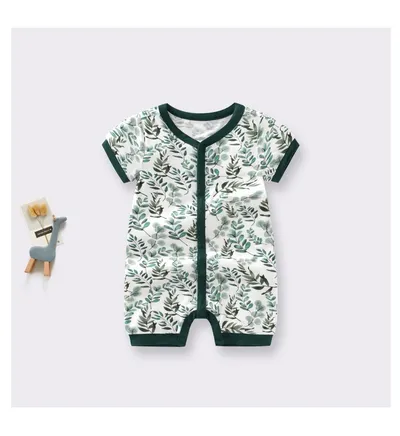 Bamboo Fiber Baby Jumpsuit Short Sleeve Thin Onesie