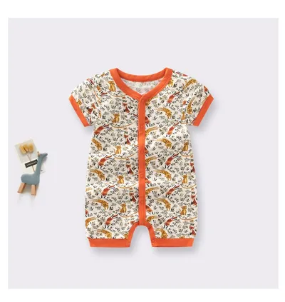 Bamboo Fiber Baby Jumpsuit Short Sleeve Thin Onesie