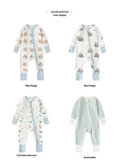 Bamboo Fiber Clothes For Babies Long Sleeve Zipper Baby Jumpsuits