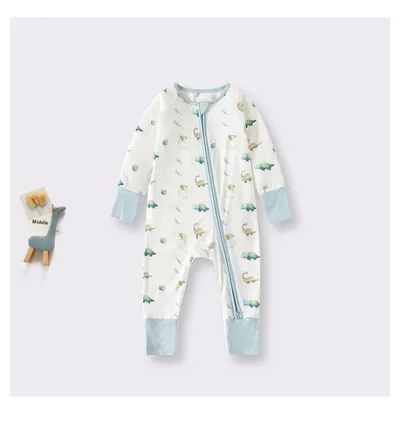 Bamboo Fiber Clothes For Babies Long Sleeve Zipper Baby Jumpsuits