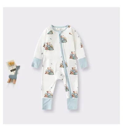 Bamboo Fiber Clothes For Babies Long Sleeve Zipper Baby Jumpsuits