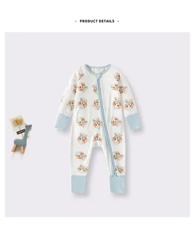 Bamboo Fiber Clothes For Babies Long Sleeve Zipper Baby Jumpsuits