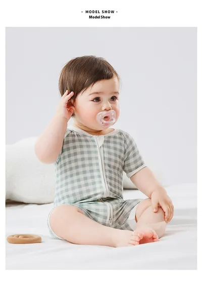 Bamboo Fiber Baby Jumpsuit Short Sleeve Thin Romper