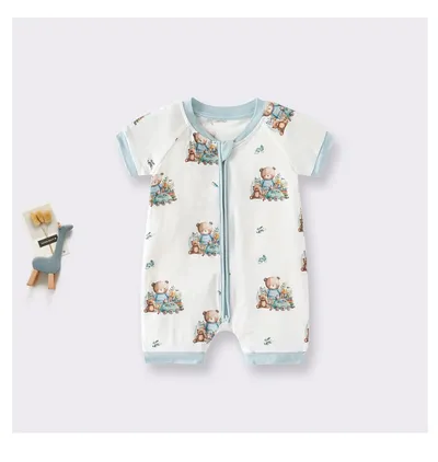Bamboo Fiber Baby Jumpsuit Short Sleeve Thin Romper