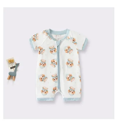 Bamboo Fiber Baby Jumpsuit Short Sleeve Thin Romper