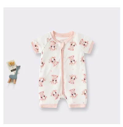 Bamboo Fiber Baby Jumpsuit Short Sleeve Thin Romper