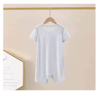 Bamboo Fiber Clothes For Babies Thin Baby Short Sleeve Jumpsuit