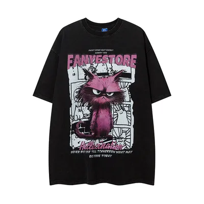 Fashion Cartoon Print Short Sleeve Men