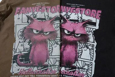 Fashion Cartoon Print Short Sleeve Men