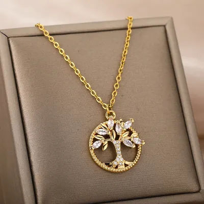 Tree Of Life Necklace Rhinestone Chain Pendant Jewelry Birthday Party Valentine's Day Gifts
