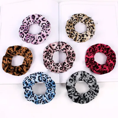 Leopard Flannel Large Intestine Hair Tie