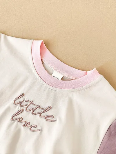 Baby Round Neck Letter Embroidery Casual Cute Jumpsuit