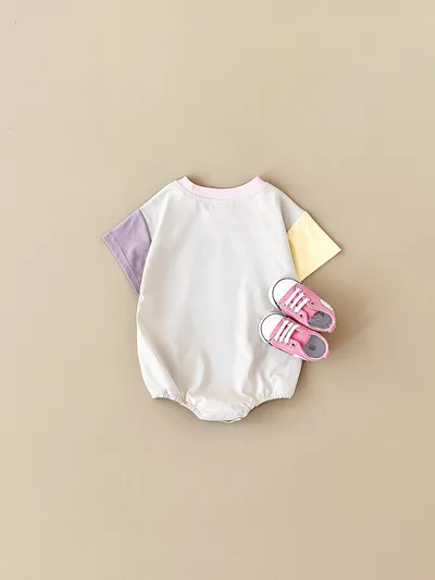 Baby Round Neck Letter Embroidery Casual Cute Jumpsuit