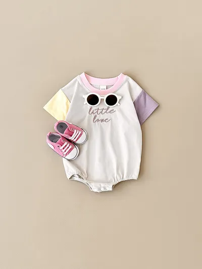 Baby Round Neck Letter Embroidery Casual Cute Jumpsuit