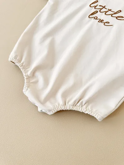 Baby Round Neck Letter Embroidery Casual Cute Jumpsuit